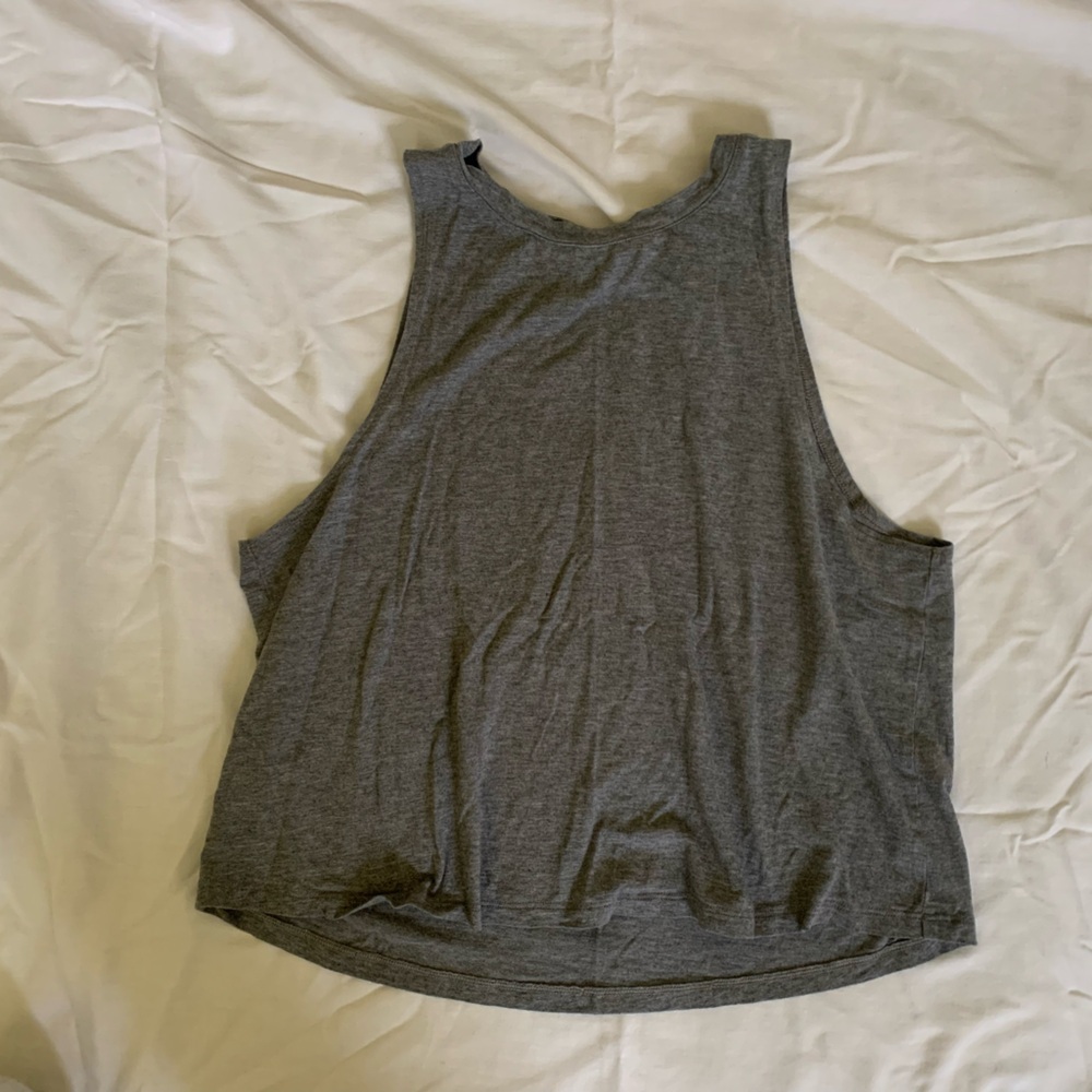 girlfriend collective grey high neck tank top